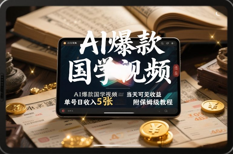AI爆款国学视频，独家起号方法，小白直接上手，当天可见收益，单号日收入5张+附保姆级教程-快名资源网