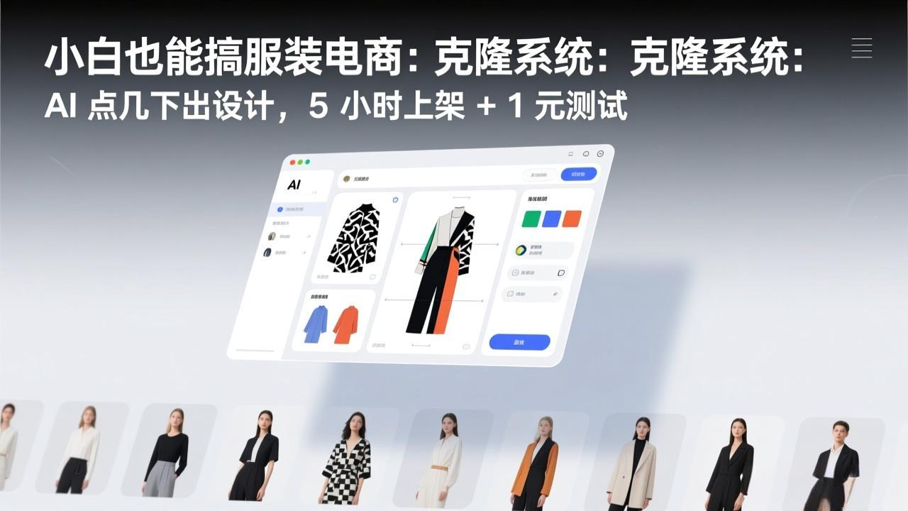 小白也能搞服装电商：克隆系统：AI 点几下出设计，5 小时上架 + 1 元测试-快名资源网