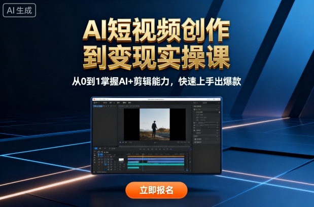 AI短视频创作到变现实操课，从0到1掌握AI+剪辑能力，快速上手出爆款(更新10月)-快名资源网