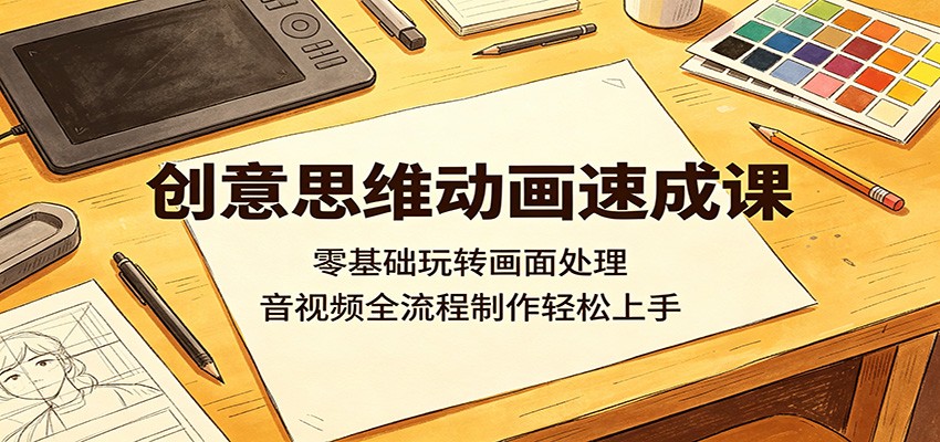 创意思维动画速成课：零基础玩转画面处理，音视频全流程制作轻松上手-快名资源网