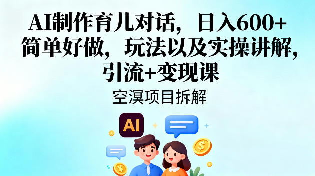 AI制作育儿对话，日入6张+，简单好做，玩法以及实操讲解，引流+变现课-快名资源网