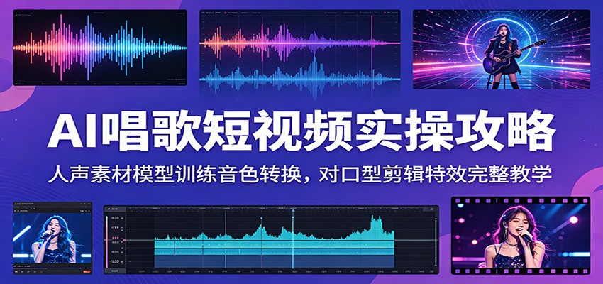 AI唱歌短视频实操攻略：人声素材模型训练音色转换，对口型剪辑特效完整教学-快名资源网