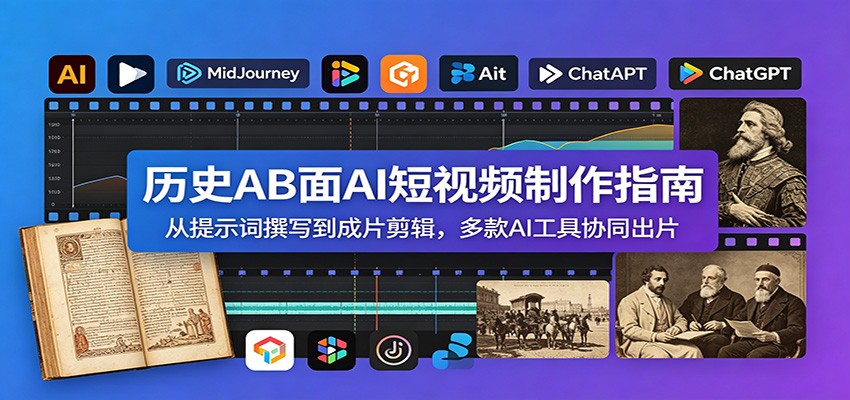 历史AB面AI短视频制作指南：从提示词撰写到成片剪辑，多款AI工具协同出片-快名资源网