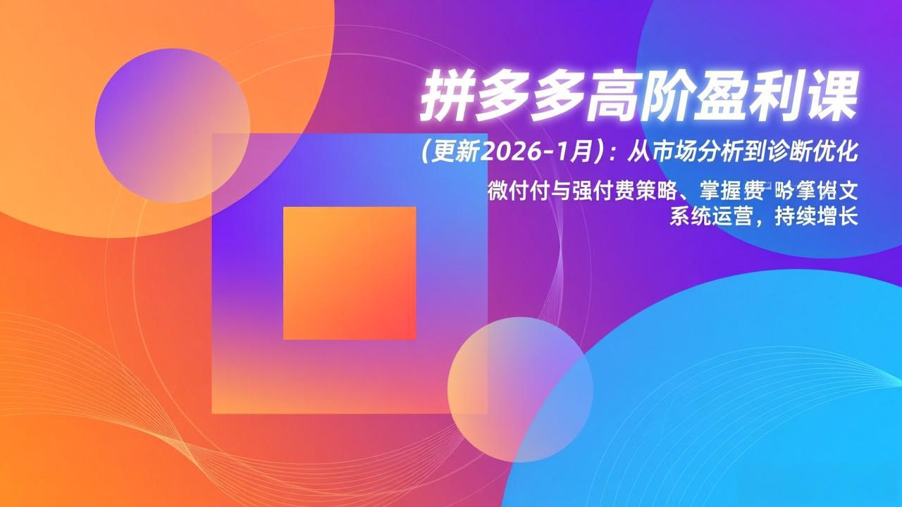 拼多多高阶盈利课(更新2026-1月-快名资源网