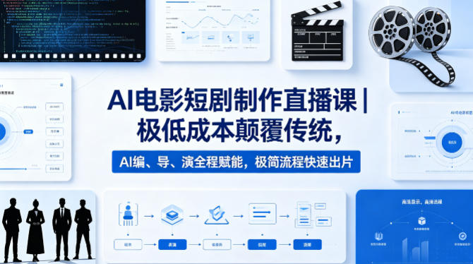 AI电影短剧制作直播课｜极低成本颠覆传统，AI编、导、演全程赋能，极简流程快速出片-快名资源网