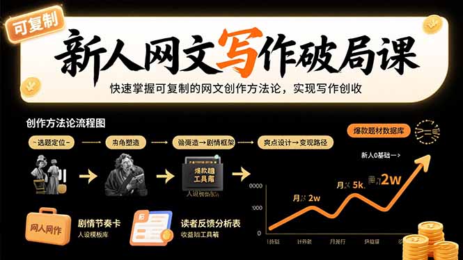 新人网文写作破局课：快速掌握可复制的网文创作方法论，实现写作创收-快名资源网
