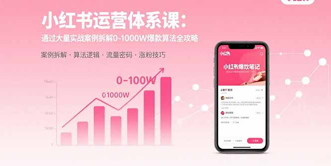 小红书运营体系课：通过大量实战案例拆解0-1000W爆款算法全攻略-快名资源网