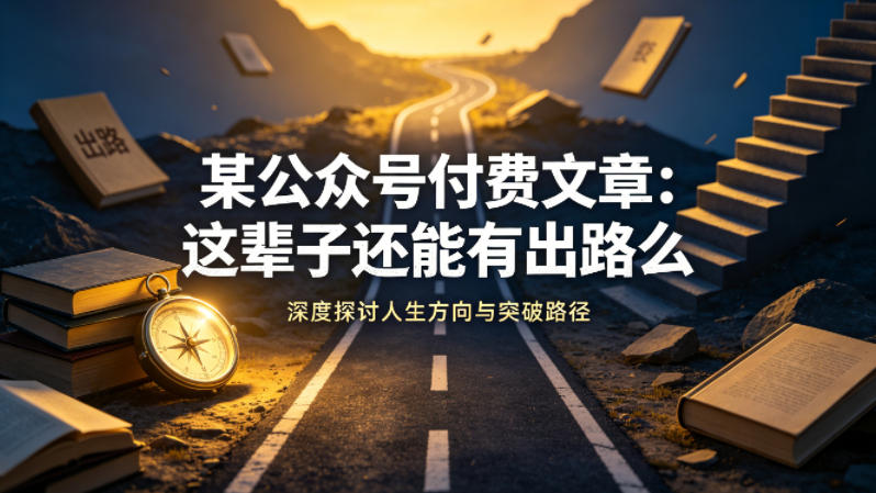某公众号付费文章：这辈子还能有出路么-快名资源网
