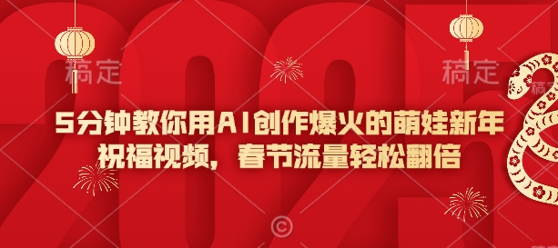 5分钟教你用AI创作爆火的萌娃新年祝福视频，春节流量轻松翻倍-快名资源网