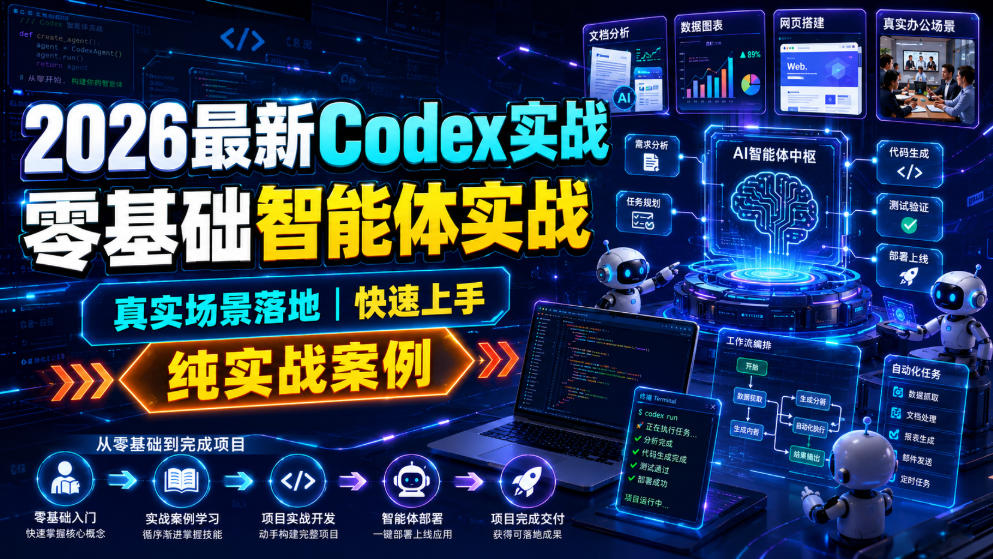 2026最新Codex实战零基础智能体实战，真实场景落地，快速上手，纯实战案例-青虫资源网