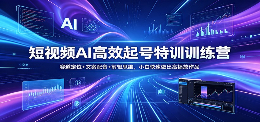 短视频AI高效起号特训训练营：赛道定位+文案配音+剪辑思维，小白快速做出高播放作品-快名资源网