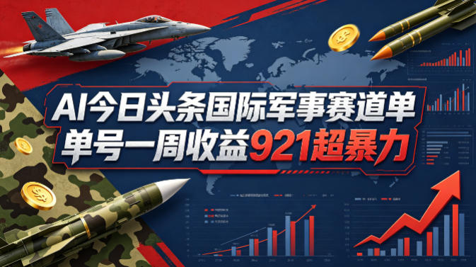 AI今日头条国际军事赛道，单号一周收益921，超暴力-快名资源网