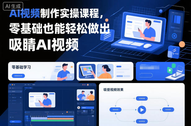 AI视频制作实操课程，零基础也能轻松做出吸睛AI视频-快名资源网