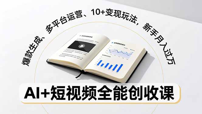 AI+短视频全能创收课，爆款生成、多平台运营、10+变现玩法，新手月入过万-快名资源网