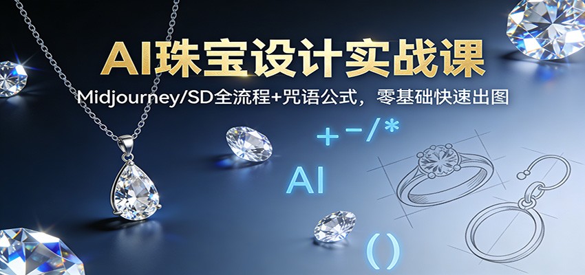 AI珠宝设计实战课：Midjourney/SD全流程+咒语公式，零基础快速出图-快名资源网