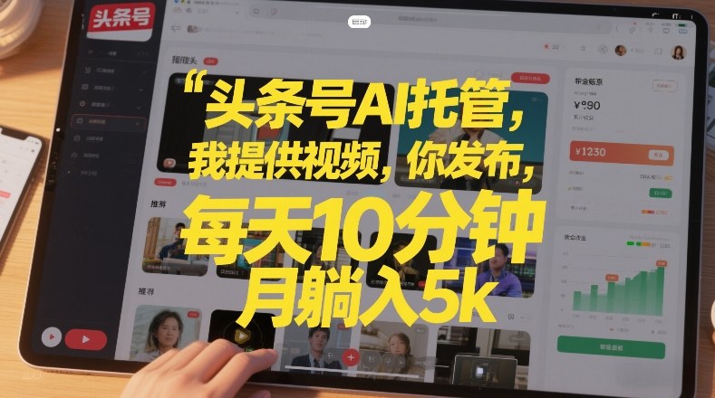 头条号AI托管，我提供视频，你发布，每天10分钟，月躺入5k+【揭秘】-快名资源网
