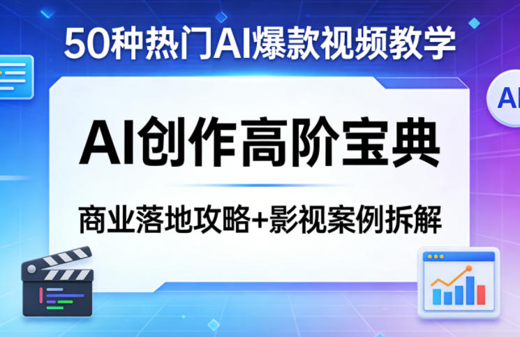 50种热门AI爆款视频教学，AI创作高阶宝典，商业落地攻略+影视案例拆解-快名资源网