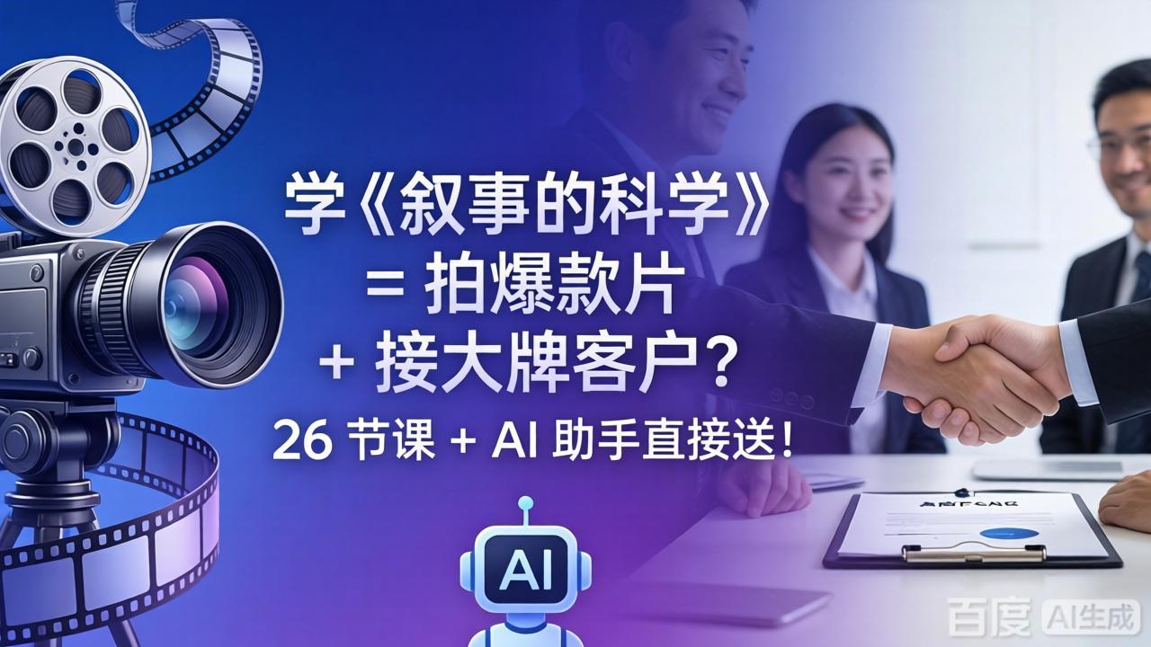 学《叙事的科学》= 拍爆款片 + 接大牌客户？26 节课 + AI 助手直接送！-快名资源网