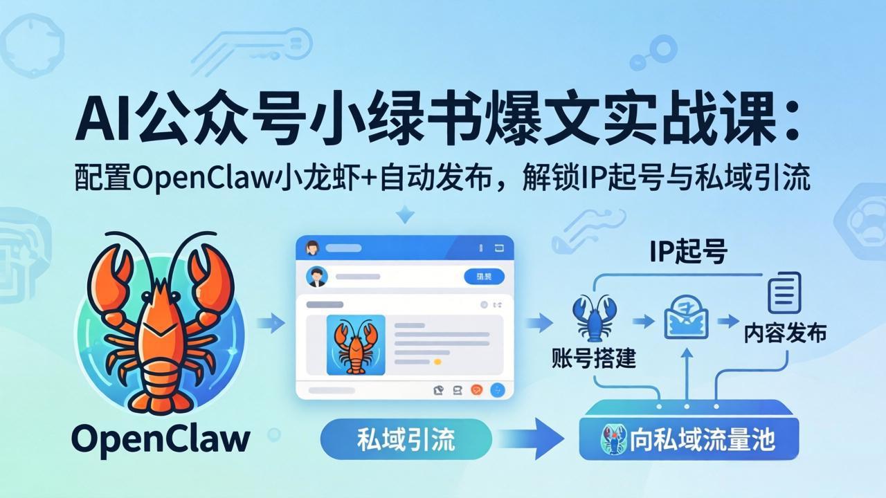 AI公众号小绿书变现实战课：小绿书爆文写作+OpenClaw自动发布，解锁IP起号与私域引流-快名资源网