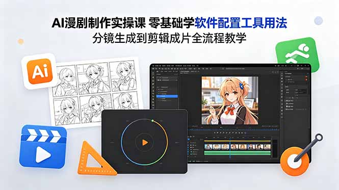 AI漫剧制作实操课 零基础学软件配置工具用法 分镜生成到剪辑成片全流程教学-快名资源网