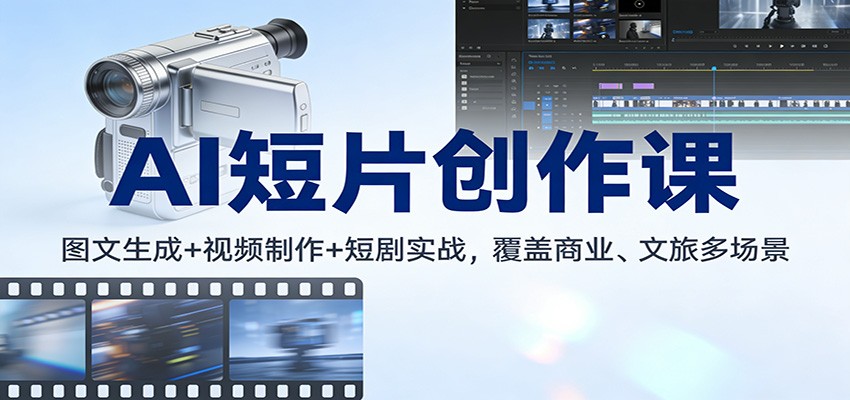 AI短片创作课：图文生成+ 视频制作+短剧实战，覆盖商业、 文旅多场景-快名资源网