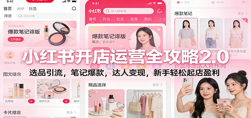 小红书开店运营全攻略2.0：选品引流，笔记爆款，达人变现，新手轻松起店盈利-快名资源网
