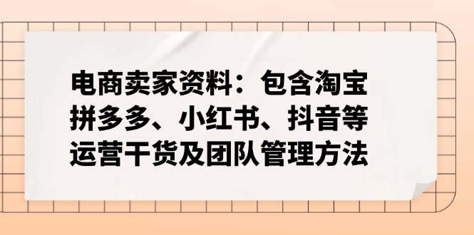 电商卖家资料：包含淘宝、拼多多、小红书、抖音等运营干货及团队管理方法-快名资源网