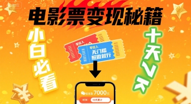 小白必看！卖电影票项目，零投入无门槛谁都能做，十天到手 7k，照做就行【揭秘】-快名资源网