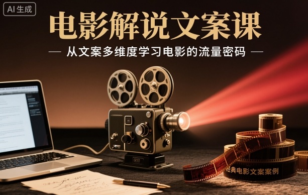 电影解说文案课，从文案多维度学习电影的流量密码-快名资源网