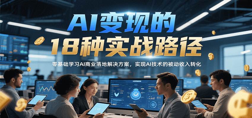 AI变现的18种实战路径，零基础学习AI商业落地解决方案，实现AI技术的被动收入转化-快名资源网