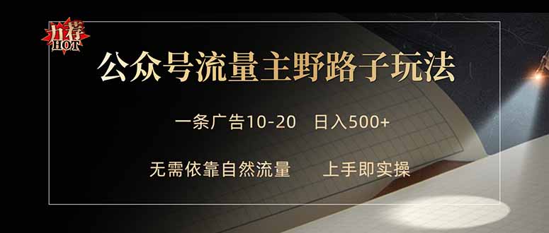 公众号流量主野路子玩法 单条广告10-20元 日入500+-快名资源网