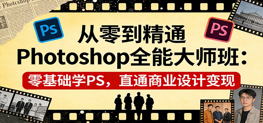 从零到精通Photoshop全能大师班：零基础学PS，直通商业设计变现-快名资源网