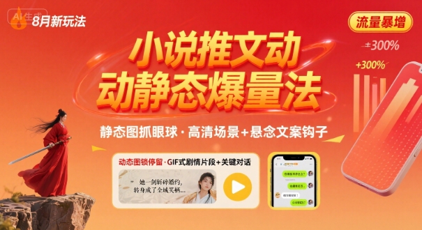 8月小说推文全新玩法，动静态图片+搭配小说文案爆量玩法-快名资源网