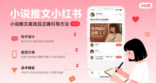 小说推文小红书高转化引导方法实操课，小说推文高效且正确引导方法-快名资源网
