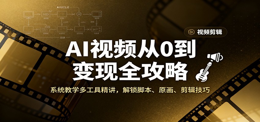 AI视频从0到变现全攻略，系统教学多工具精讲，解锁脚本、原画、剪辑技巧-快名资源网