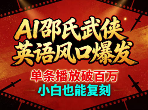 AI邵氏武侠英语风口爆发，单条播放破百万，小白也能复刻-快名资源网