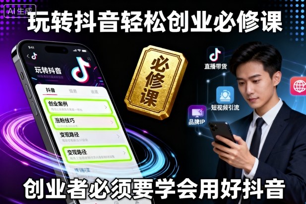 玩转抖音轻松创业必修课，创业者必须要学会用好抖音-快名资源网