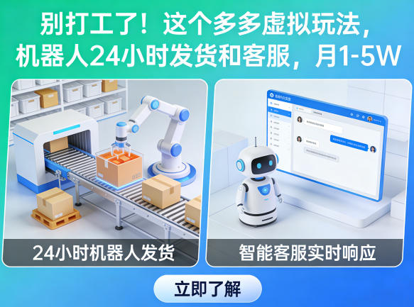 别打工了！这个多多虚拟玩法，机器人24小时发货和客服，月1-5W【揭秘】-快名资源网