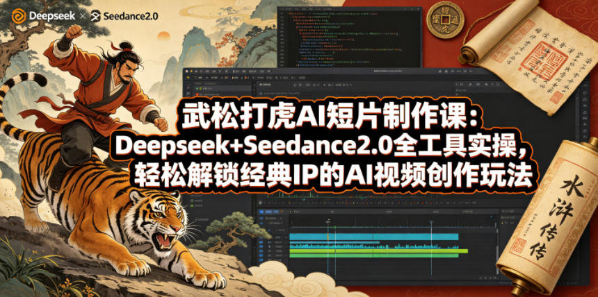 武松打虎AI短片制作课：Deepseek+Seedance2.0全工具实操，轻松解锁经典IP的AI视频创作玩法-青虫资源网