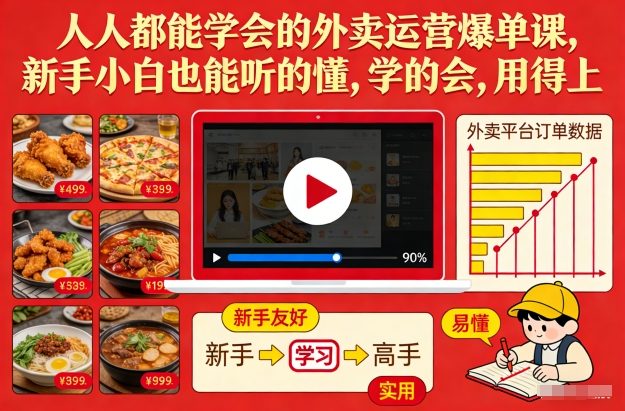人人都能学会的外卖运营爆单课，新手小白也能听的懂，学的会，用得上-快名资源网