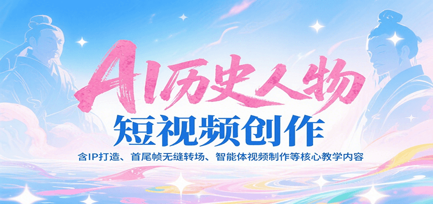 AI历史人物短视频创作，含IP打造、首尾帧无缝转场、智能体视频制作等核心教学内容-快名资源网