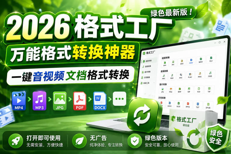 2026格式工厂绿色最新版！万能格式转换神器，一键音视频文档格式转换，打开即可使用，无广告绿色版本-快名资源网