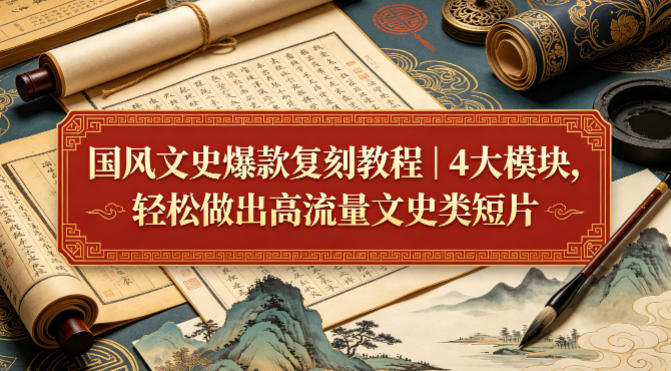 国风文史爆款复刻教程｜4大模块，轻松做出高流量文史类短片-青虫资源网