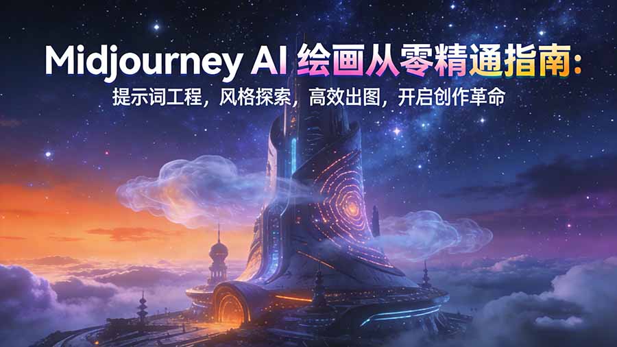 Midjourney AI绘画从零精通指南：提示词工程，风格探索，高效出图，开启创作革命-快名资源网