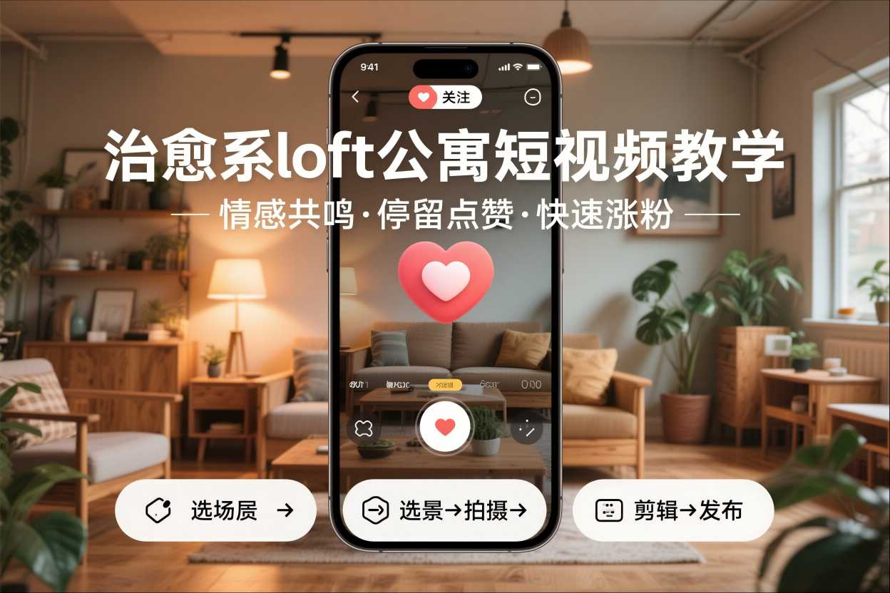 治愈系loft公寓短视频制作教学，情感共鸣引停留点赞关注，快速起号涨粉-青虫资源网