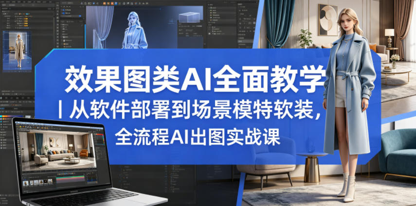 效果图类AI全面教学｜从软件部署到场景模特软装，全流程AI出图实战课-快名资源网