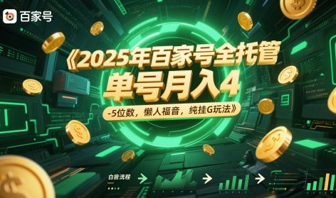 2025年百家号全托管，单号月入4-5位数，懒人福音，纯挂G玩法【揭秘】-快名资源网