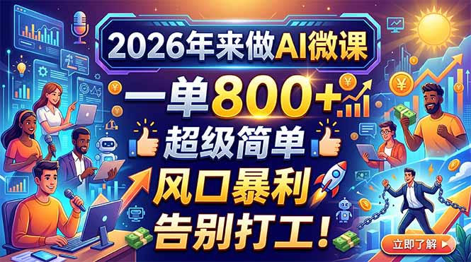 2026年来做AI微课，一单800+，超级简单，风口暴利，告别打工！-青虫资源网