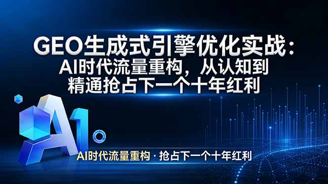 GEO 生成式引擎优化实战：AI时代流量重构，从认知到精通抢占下一个十年红利-快名资源网