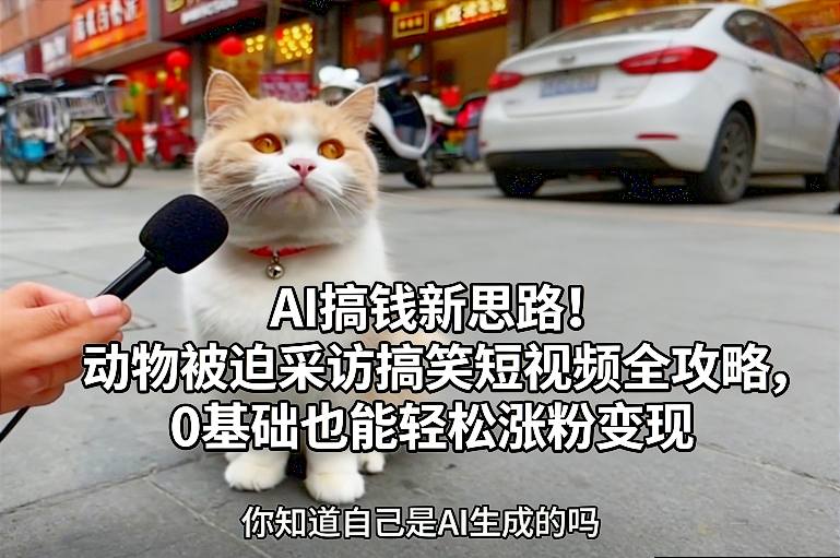 AI搞钱新思路！动物被迫采访搞笑短视频全攻略，0基础也能轻松涨粉变现-快名资源网